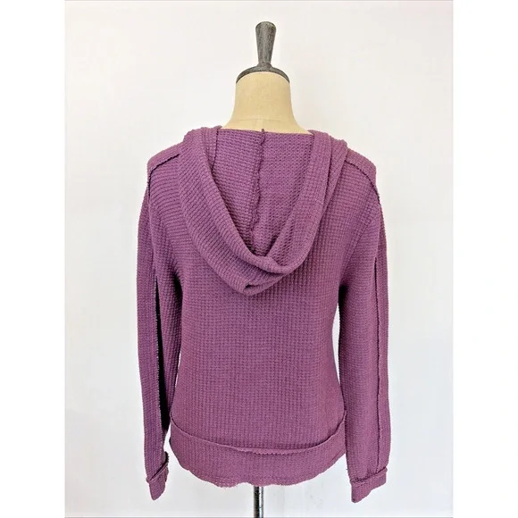 NWT XCVI Purple Thermal Hooded Long Sleeve Knit Top #0649 Size XL - Picture 3 of 8